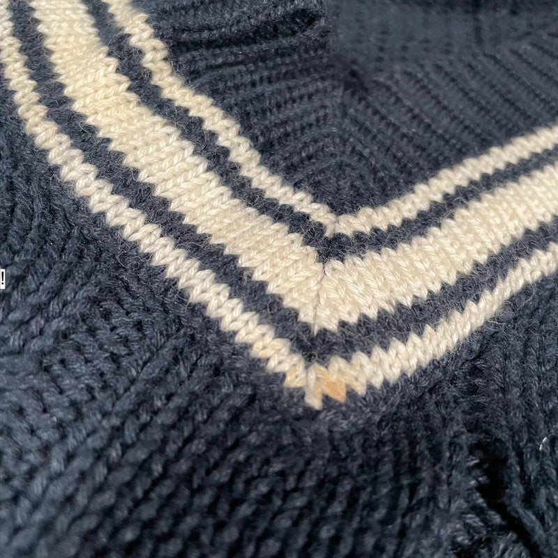 Navy Lacoste V Neck Jumper - XL