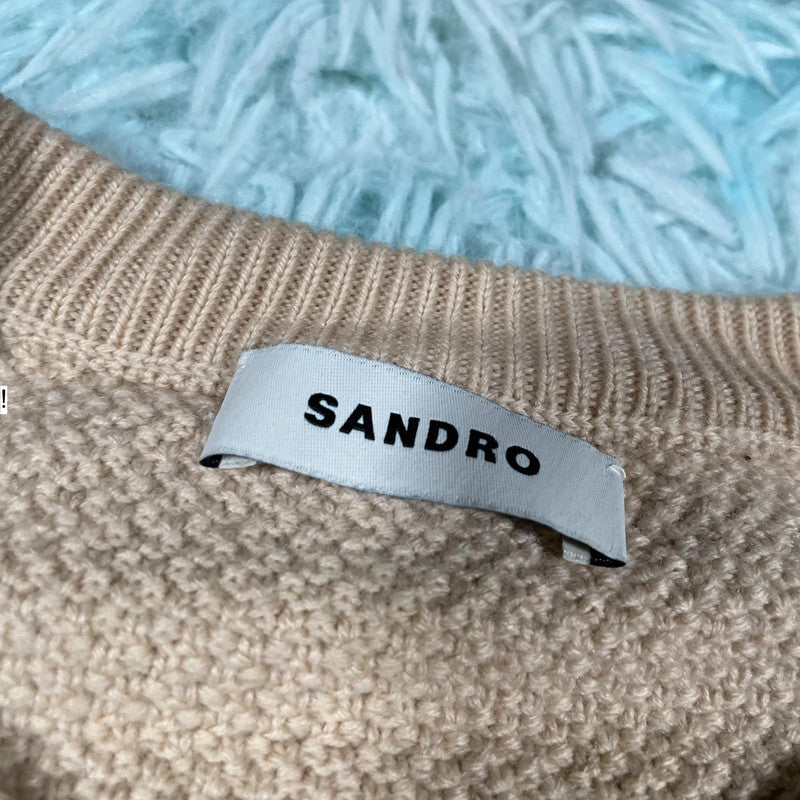 Beige Sandro Knitted Jumper - Large