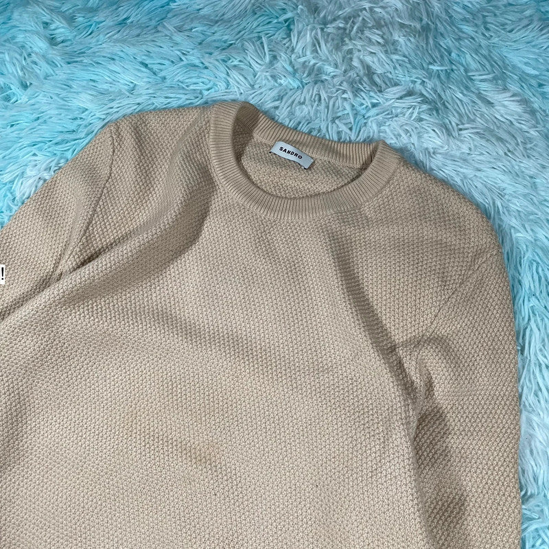 Beige Sandro Knitted Jumper - Large