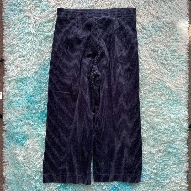 Navy Oliver Bonas Corduroy Trousers Wide Leg - Size 14