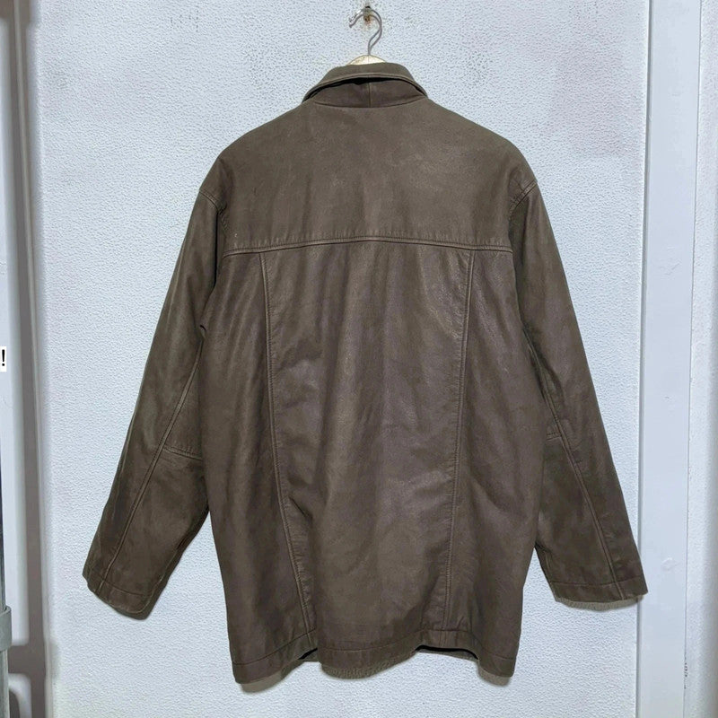 Vintage 90s Brown Heavyweight Leather Jacket - XL