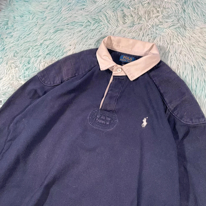 Navy Polo Ralph Lauren Rugby Shirt - Large
