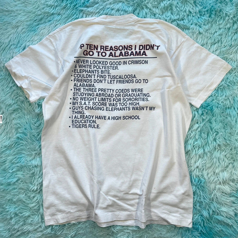 Vintage 90s White Auburn University graphic T Shirt - XL