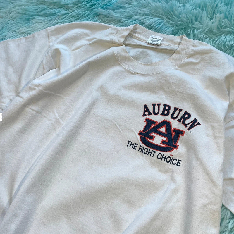 Vintage 90s White Auburn University graphic T Shirt - XL