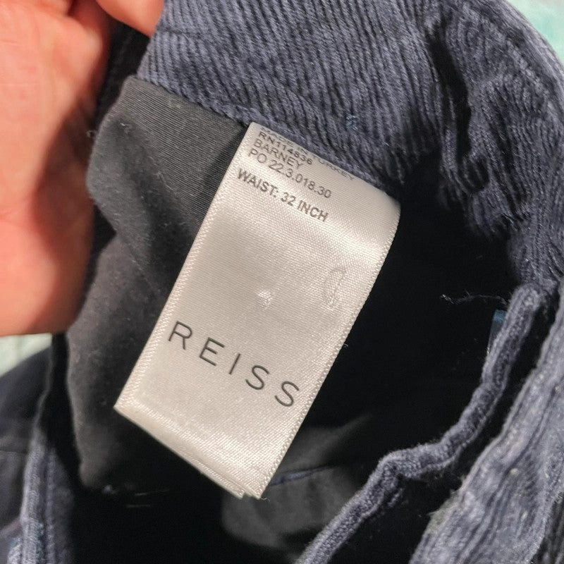 Navy Reiss Corduroy Trousers - W32