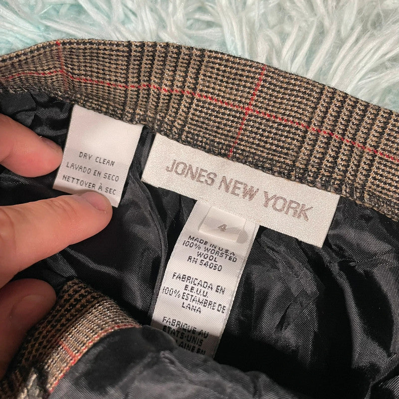 Vintage 90s Brown Tartan Trousers Wool - Size 4