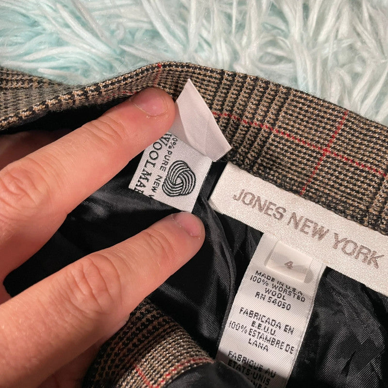 Vintage 90s Brown Tartan Trousers Wool - Size 4