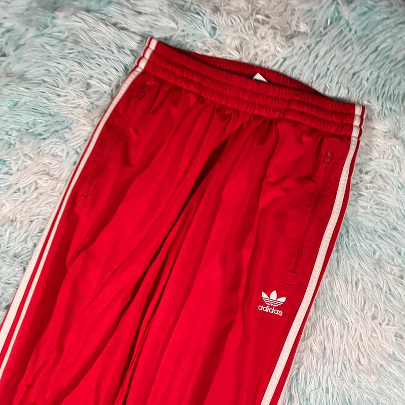 Red Adidas Tracksuit Bottoms - Medium