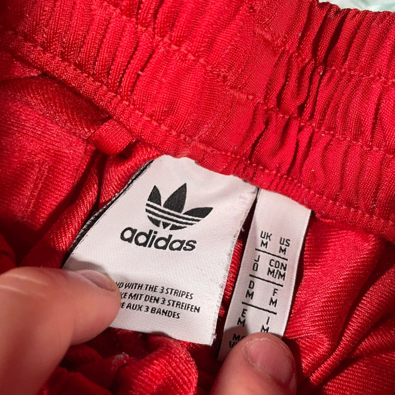 Red Adidas Tracksuit Bottoms - Medium