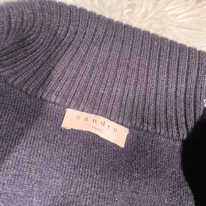 Navy Sandro Paris Knitted Dress - Size 6 EU34