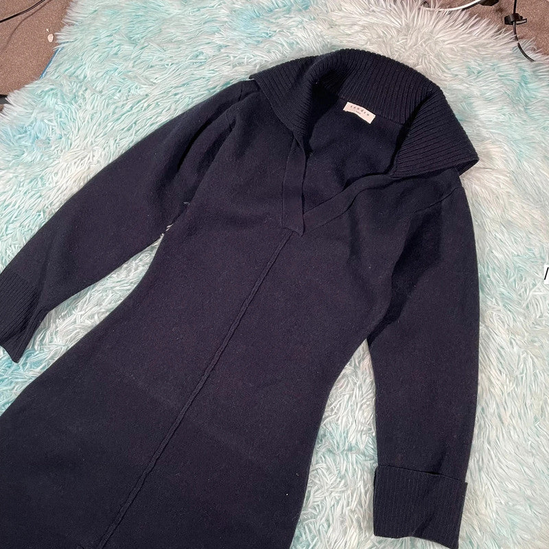 Navy Sandro Paris Knitted Dress - Size 6 EU34