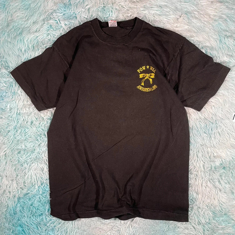 Vintage 90s Black Pow MIA Graphic T Shirt - XL