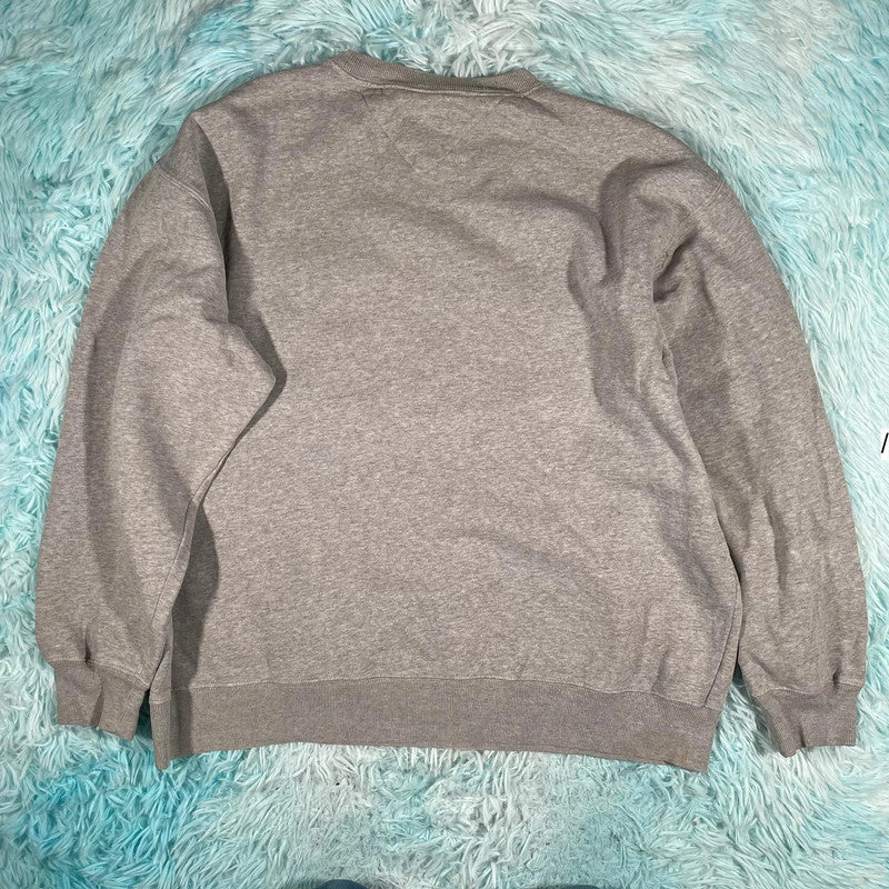 Vintage Grey Tommy Hilfiger Sweatshirt Embroidered Spellout - Large