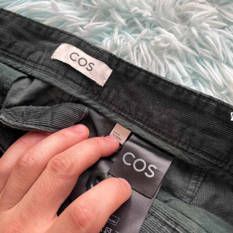 Dark Green Cos Corduroy Trousers - Size 12