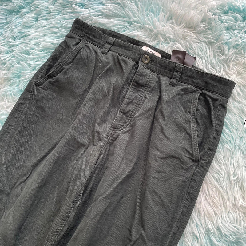 Dark Green Cos Corduroy Trousers - Size 12