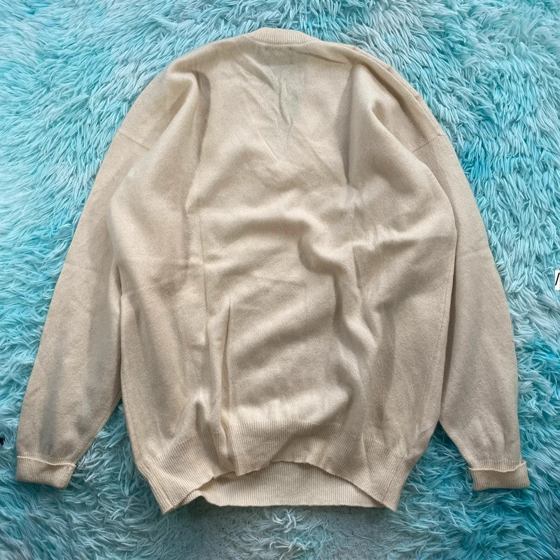 Vintage Cream Harrods Knitted Jumper V Neck - La