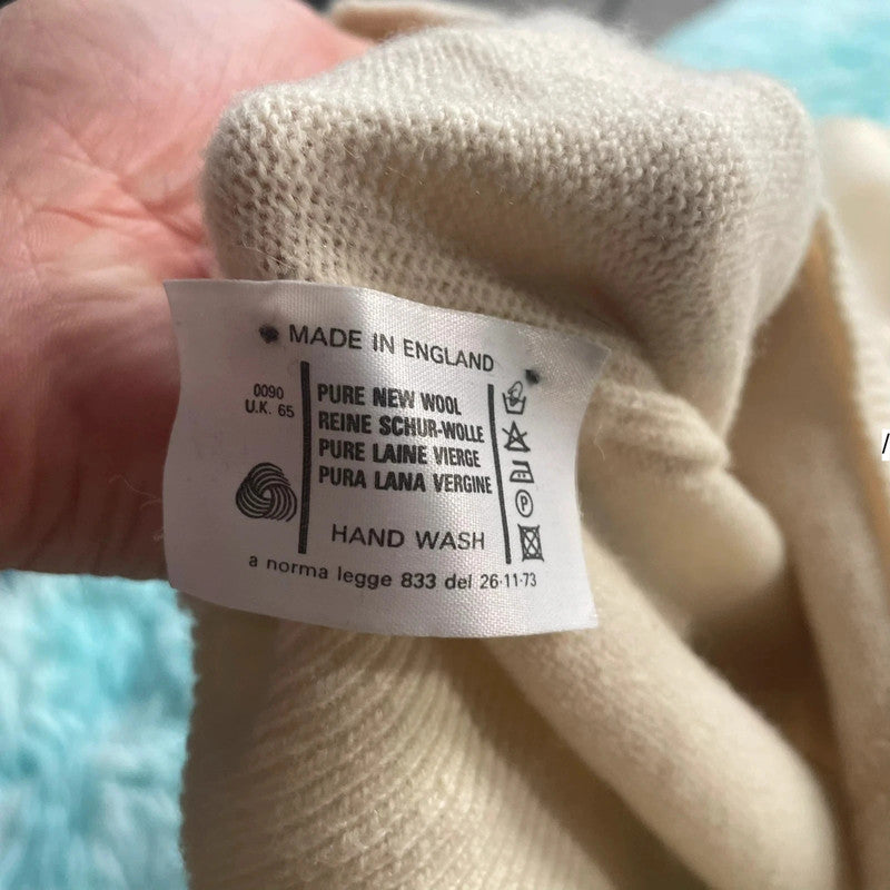 Vintage Cream Harrods Knitted Jumper V Neck - La