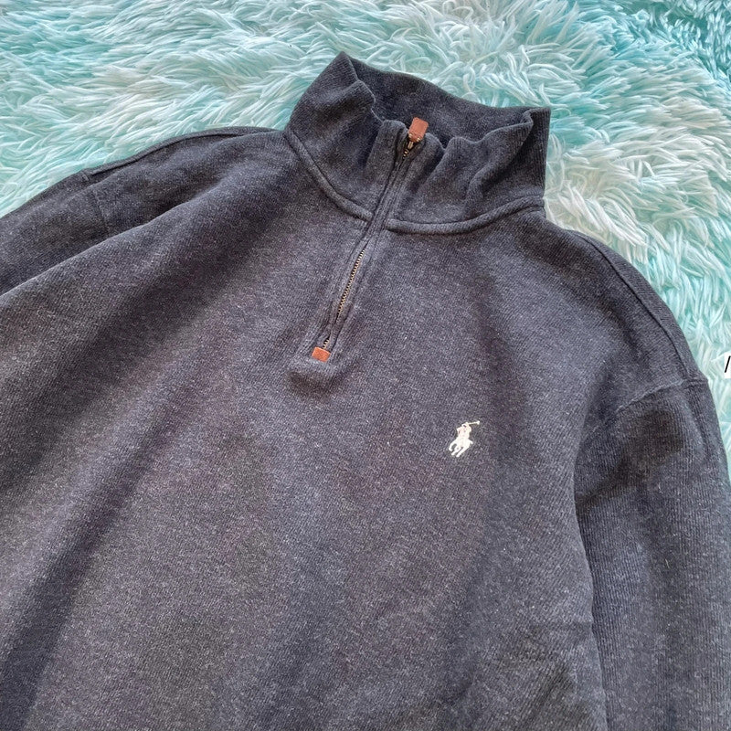 Grey Polo Ralph Lauren 1/4 Zip Sweatshirt - XXL