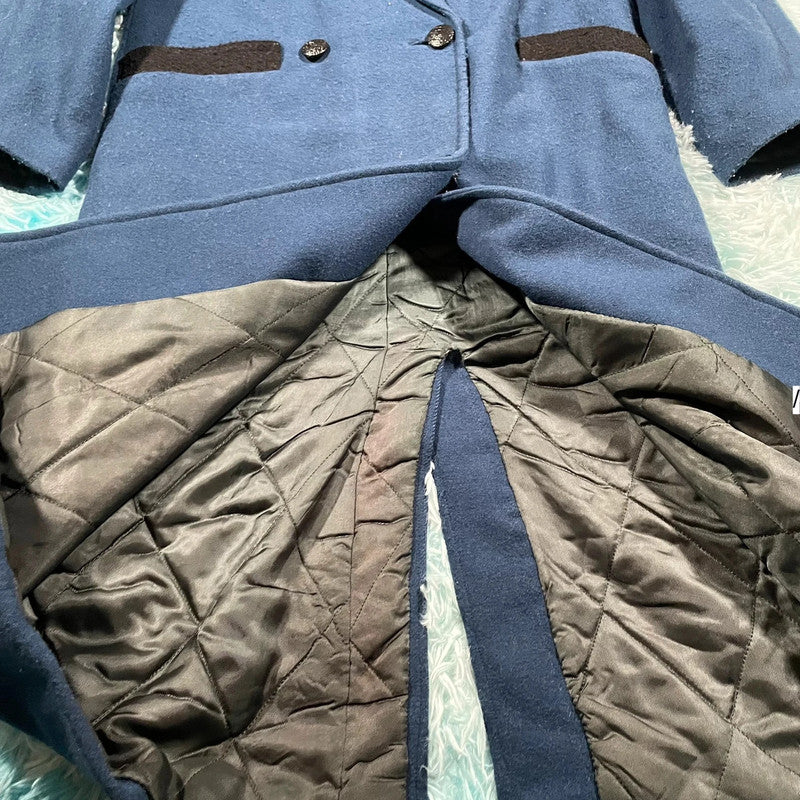 Vintage Blue Overcoat Double Breasted - XL