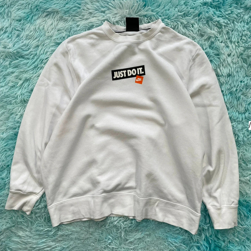 White Nike Sweatshirt Graphic - Large