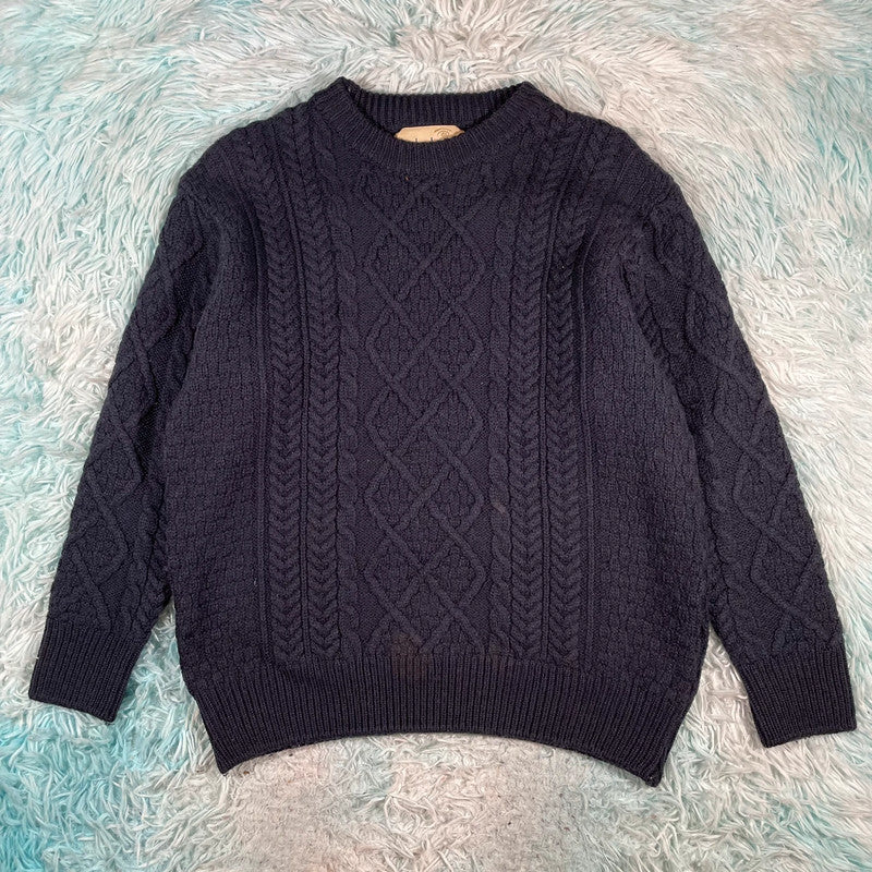 Navy Ireland Arran Knit Chunky Knitted Jumper - Large