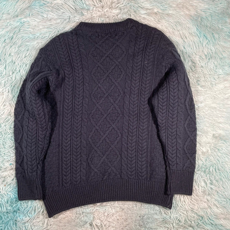 Navy Ireland Arran Knit Chunky Knitted Jumper - Large