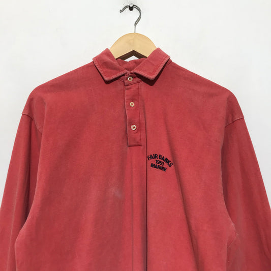 Vintage 90s Red Rugby Polo Shirt - Large
