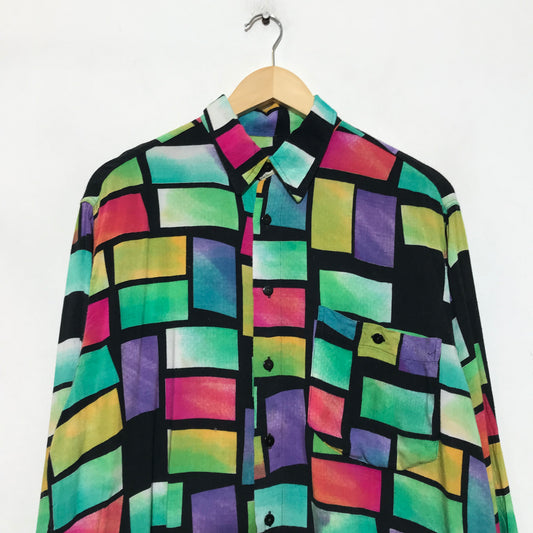 Vintage 90s Funky Patterned Button Shirt Multicoloured - Medium
