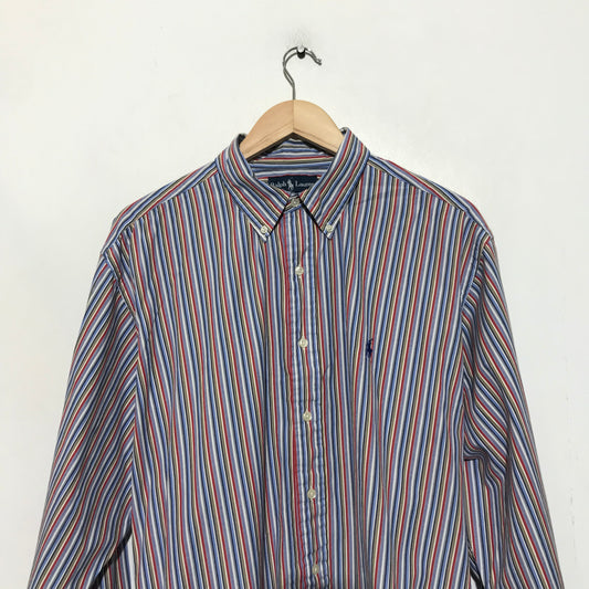 Vintage 90s Multi Striped Ralph Lauren Shirt - XL 17.5"