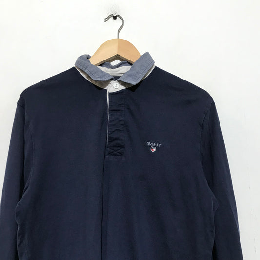 Vintage Navy Gant Rugby Polo Shirt - Large