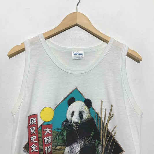 Vintage 90s White Panda Graphic Vest T Shirt - Medium