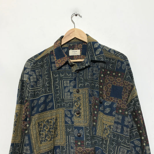 Vintage 90s Funky Patterned Corduroy Shirt - Large
