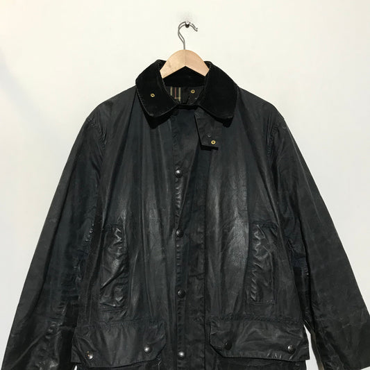 Vintage 00s Black Barbour Border Wax Jacket Full Length - Small