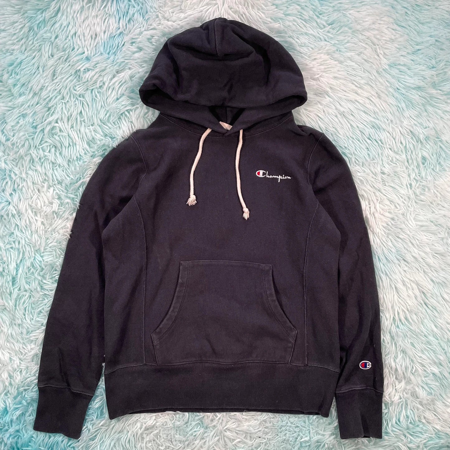 Black Champion Reverse Weave Hoodie - Medium