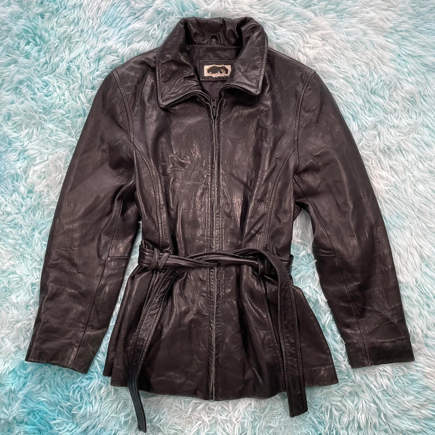 Black M&S Leather Jacket - Size 10