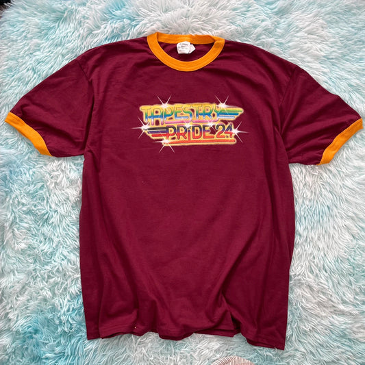 Maroon 2024 Tapestry Pride Ringer T Shirt - XXL