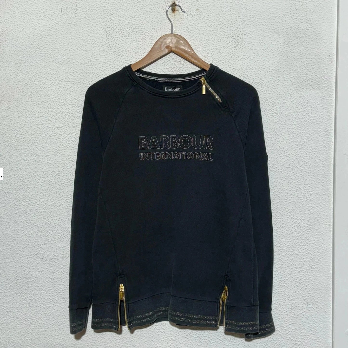 Black Barbour Sweatshirt Spellout - Size 12