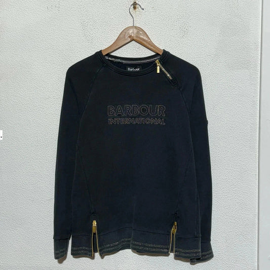 Black Barbour Sweatshirt Spellout - Size 12