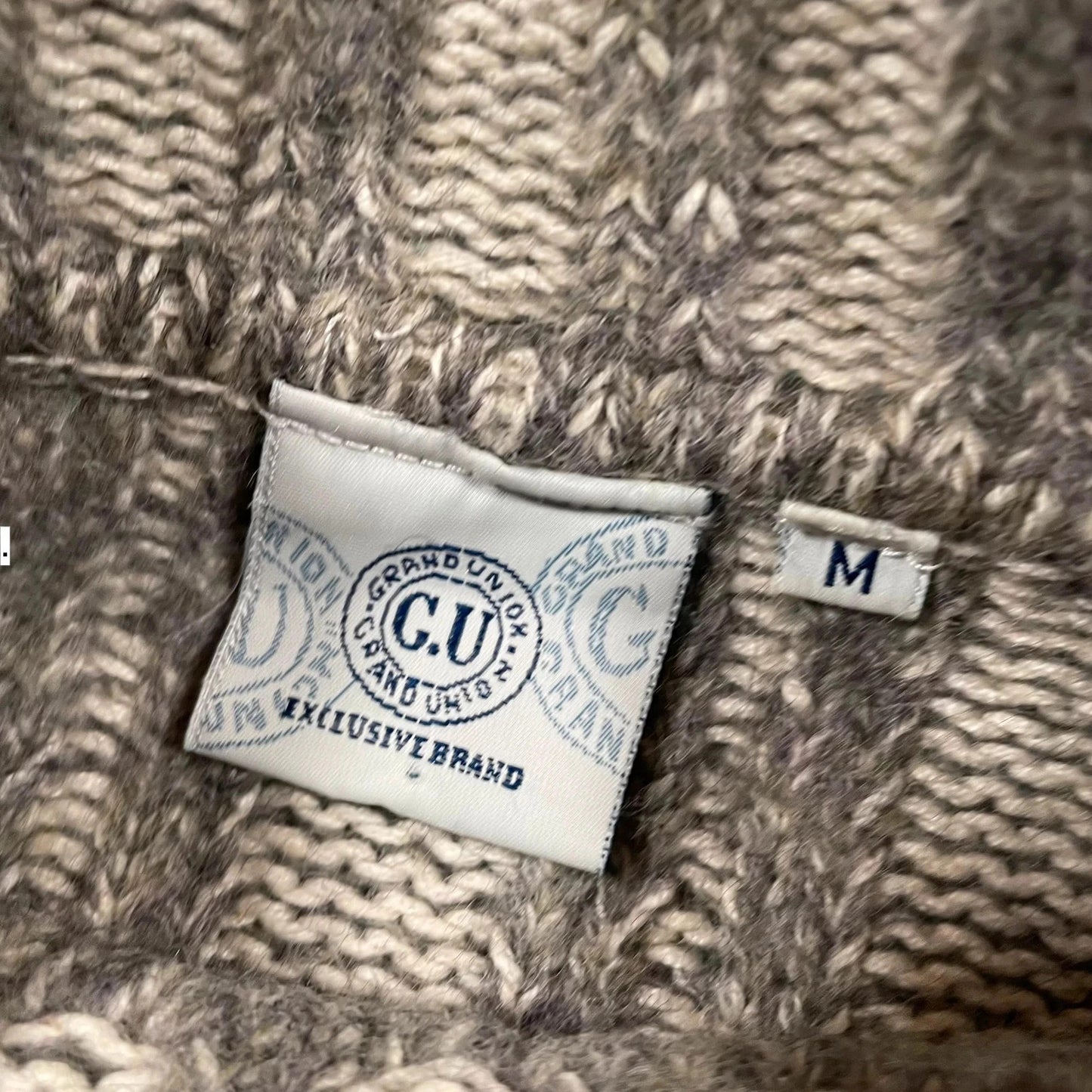 Grey Patterned Knitted Jumper - Womens Medium
