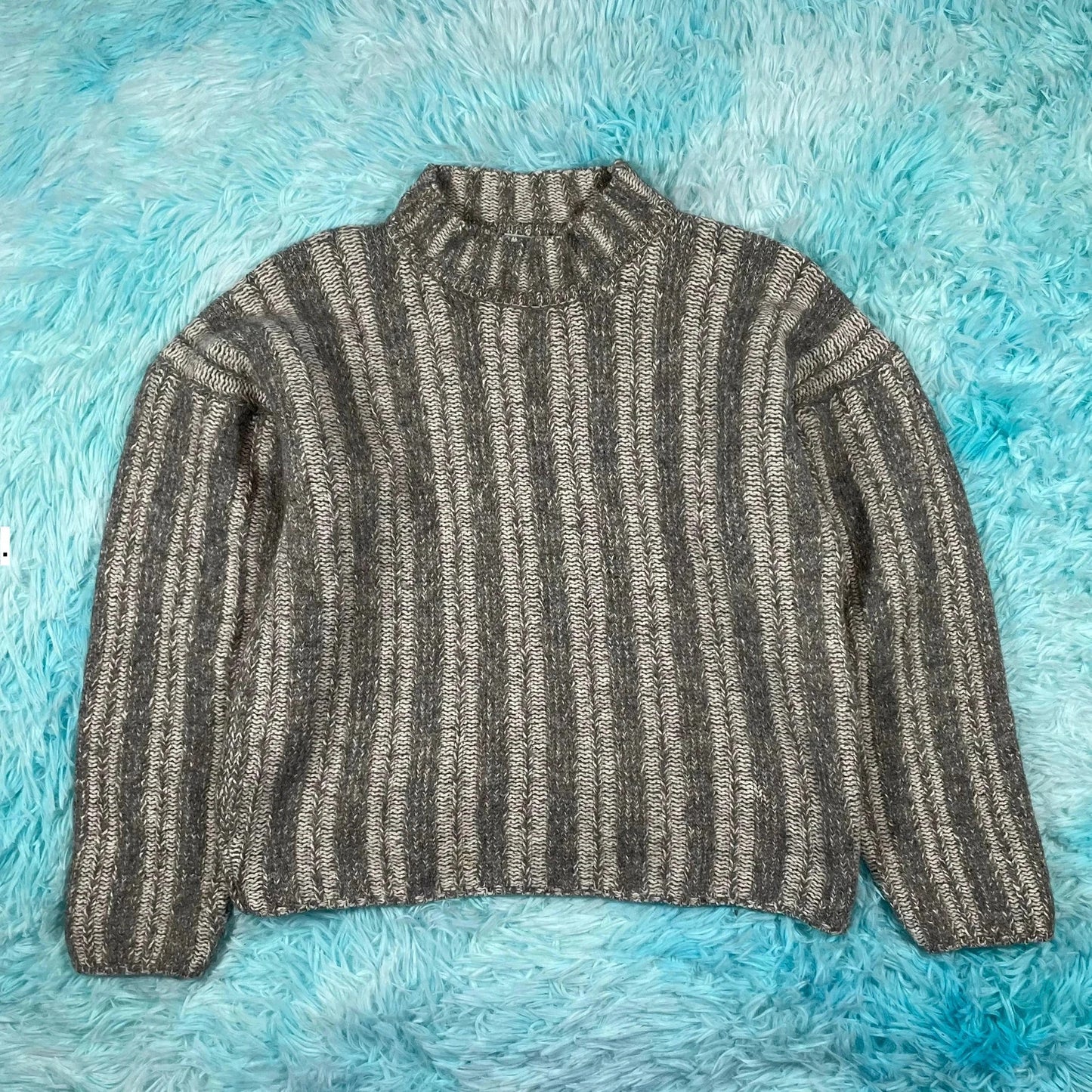 Grey Patterned Knitted Jumper - Womens Medium