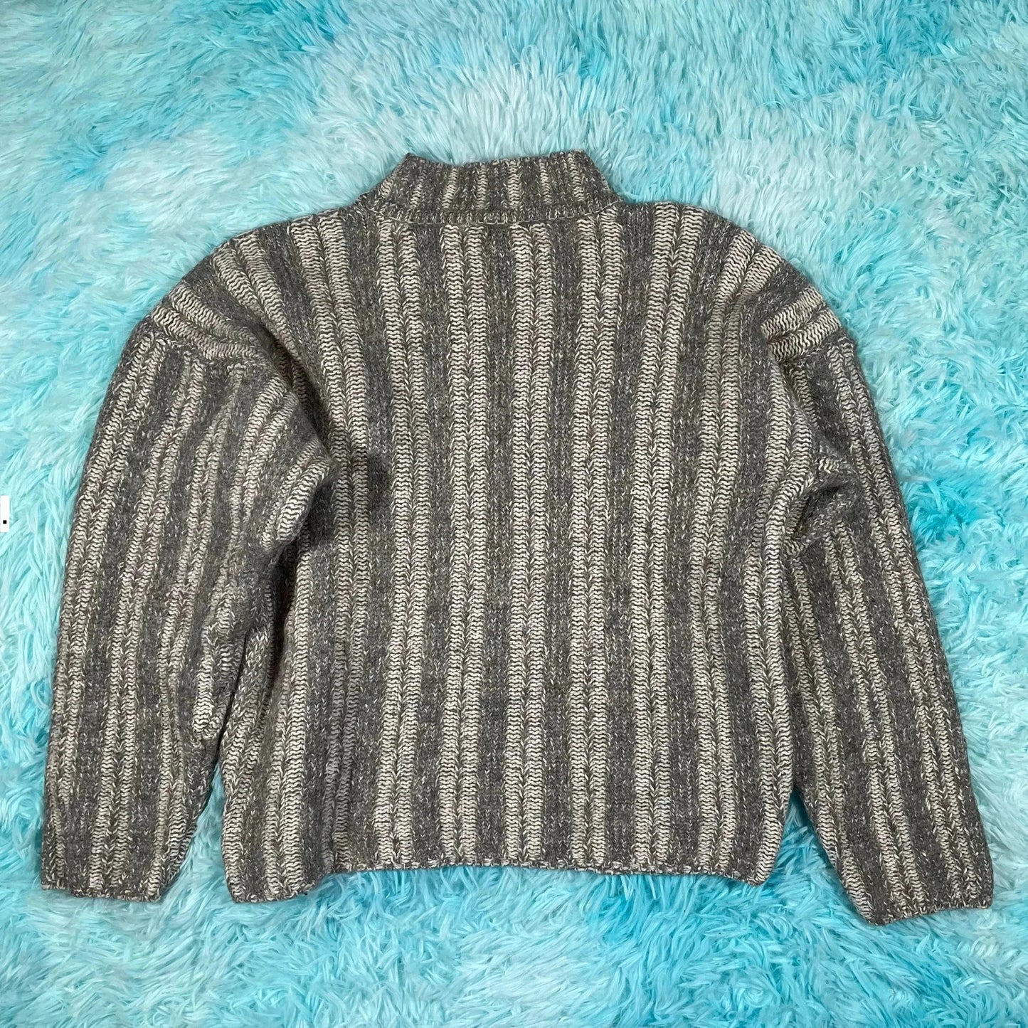 Grey Patterned Knitted Jumper - Womens Medium