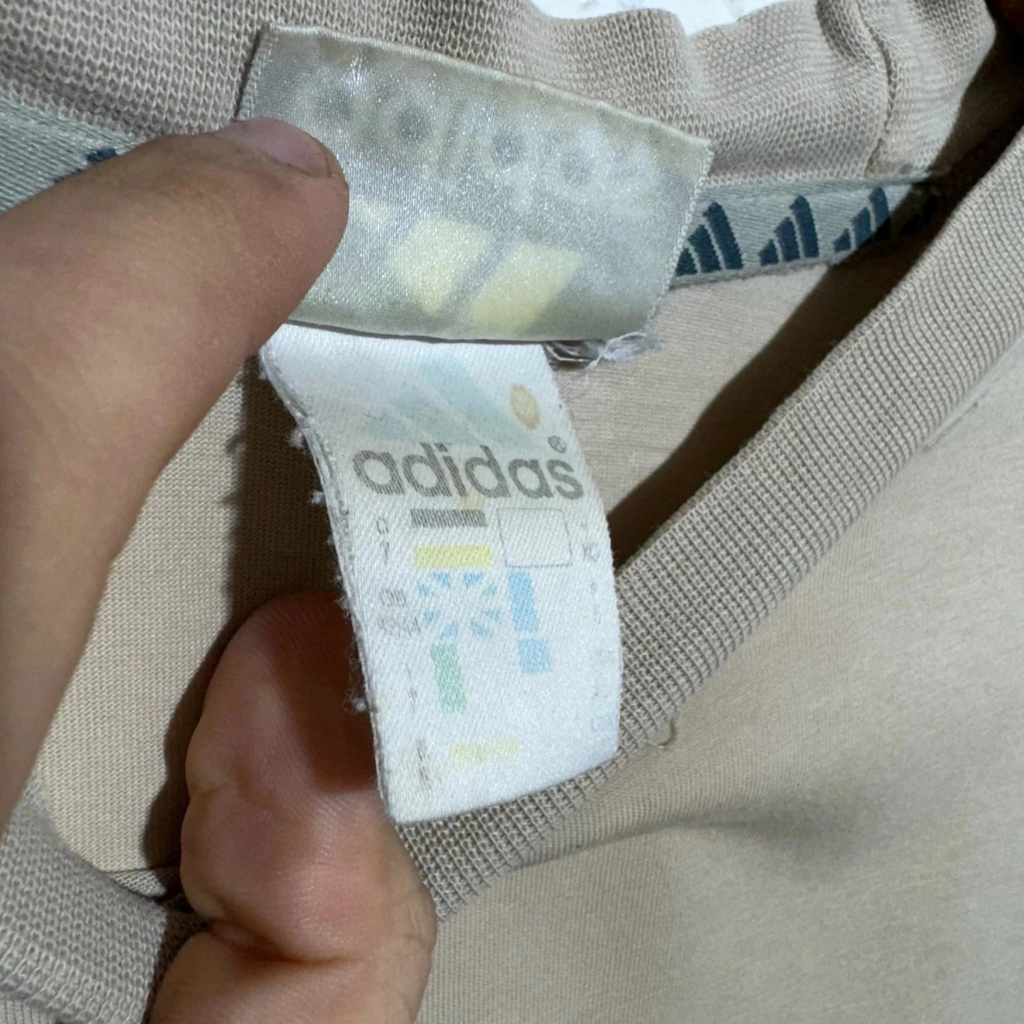 Vintage Beige Adidas T Shirt - Large