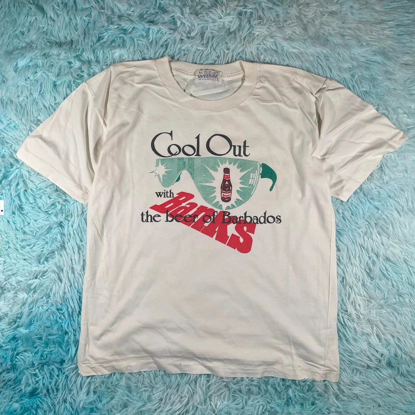 Vintage 80s White Banks Barbados Beer T Shirt - Medium