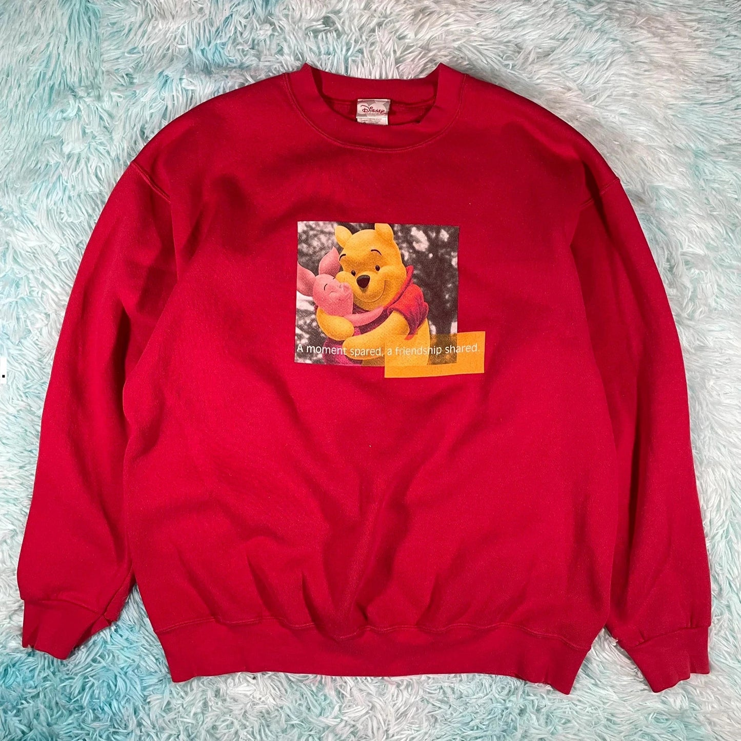 Vintage 90s Red Disney Sweatshirt Winnie the Pooh Graphic - Large