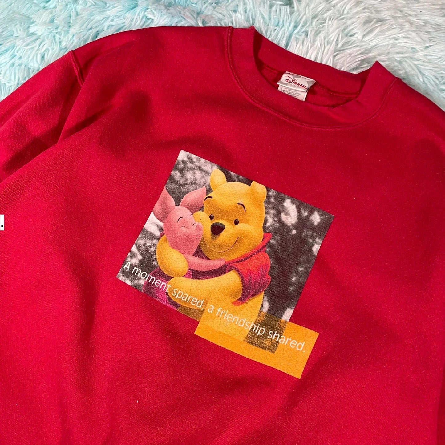 Vintage 90s Red Disney Sweatshirt Winnie the Pooh Graphic - Large