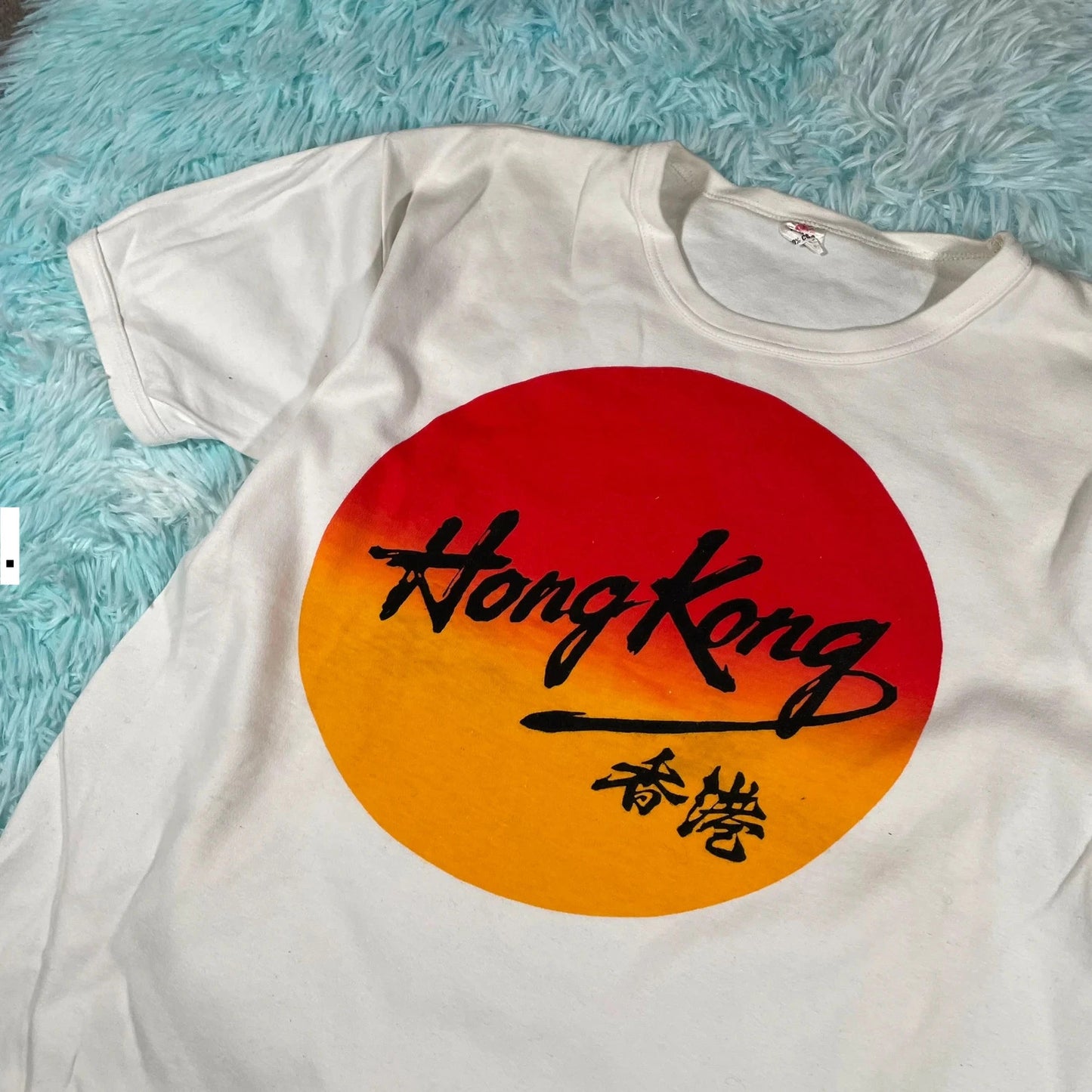Vintage 80s White Hong Kong Graphic T Shirt - Large