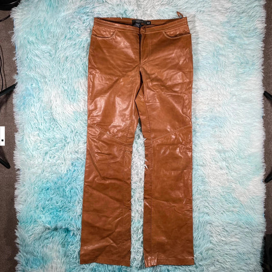 Vintage 00s Brown Gap Leather Trousers - Size 4