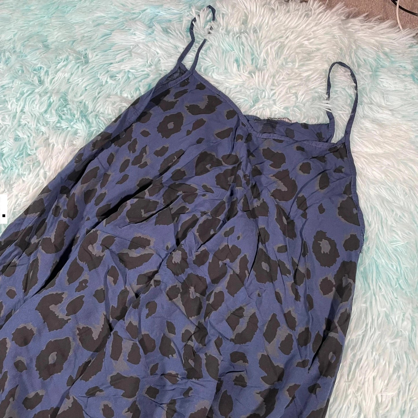 Vintage Y2K Navy Leopard Print Dress Made in Italy