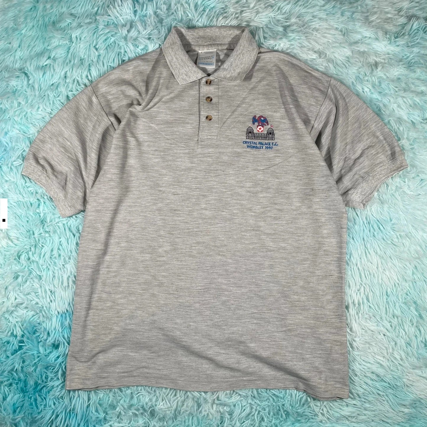 Vintage Grey Crystal Palace 1997 Wembley Polo Shirt - XL