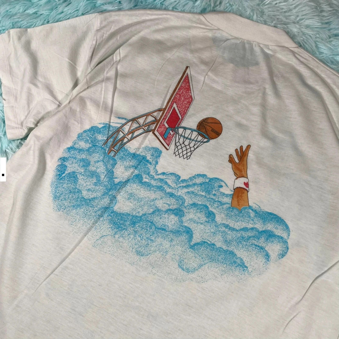 Vintage 80s Adidas Basketball Graphic T Shirt - Medium